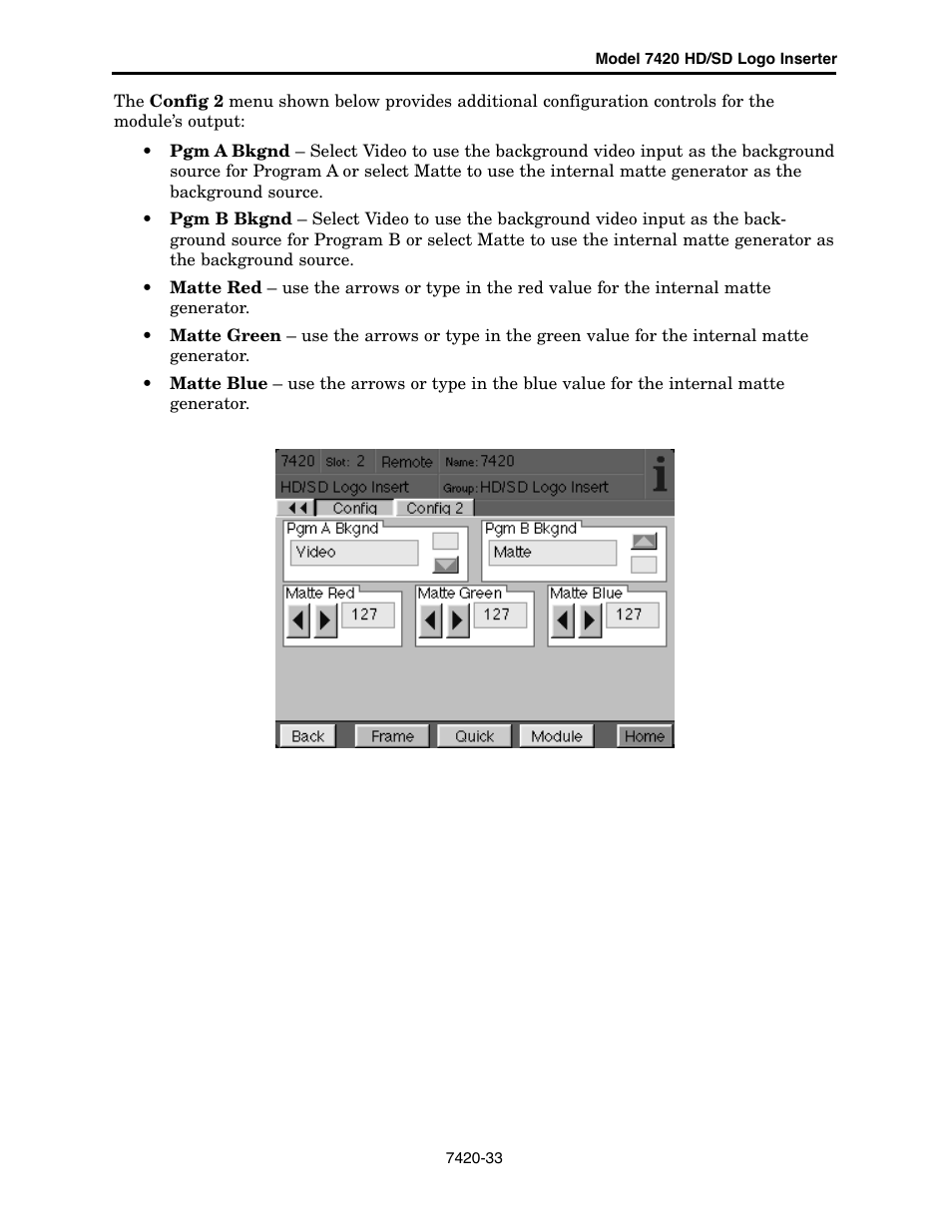 Ensemble Designs 7420 HD/SD Logo Inserter User Manual | Page 33 / 40