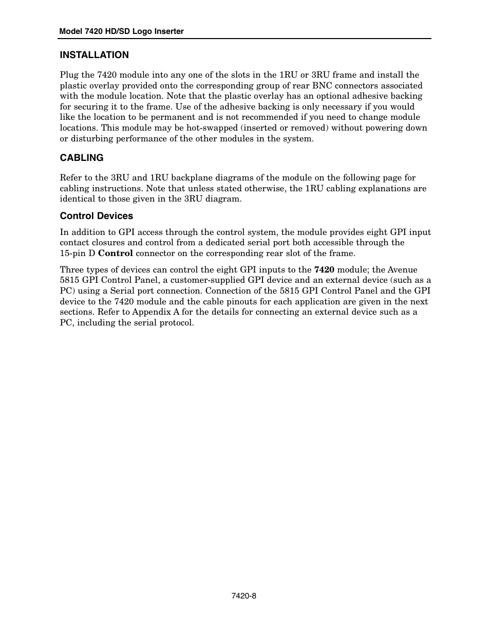 Ensemble Designs 7420 HD/SD Logo Inserter User Manual | Page 8 / 40