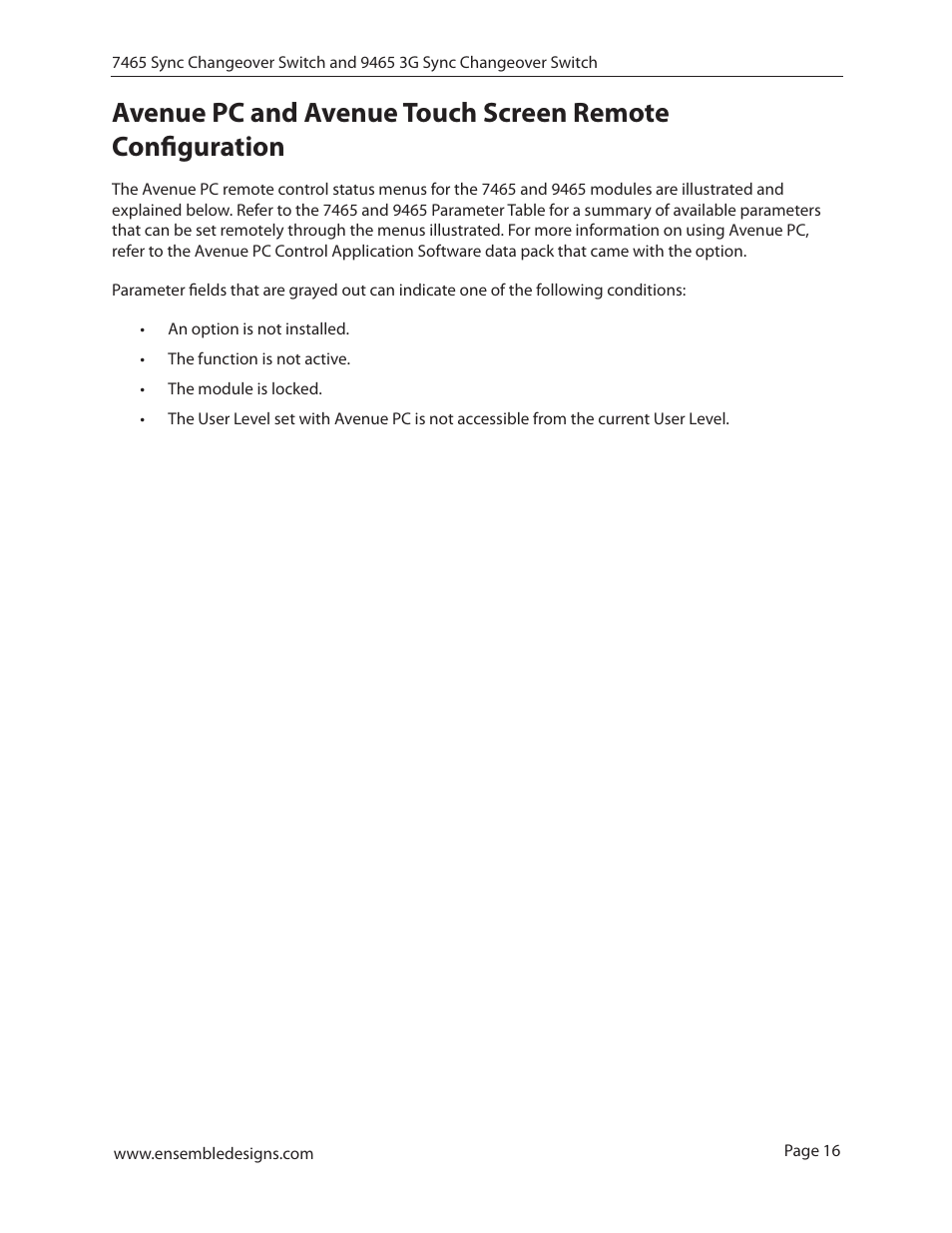 Ensemble Designs 7465 Sync Changeover Switch User Manual | Page 16 / 38