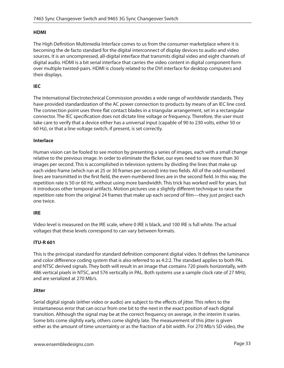 Ensemble Designs 7465 Sync Changeover Switch User Manual | Page 33 / 38