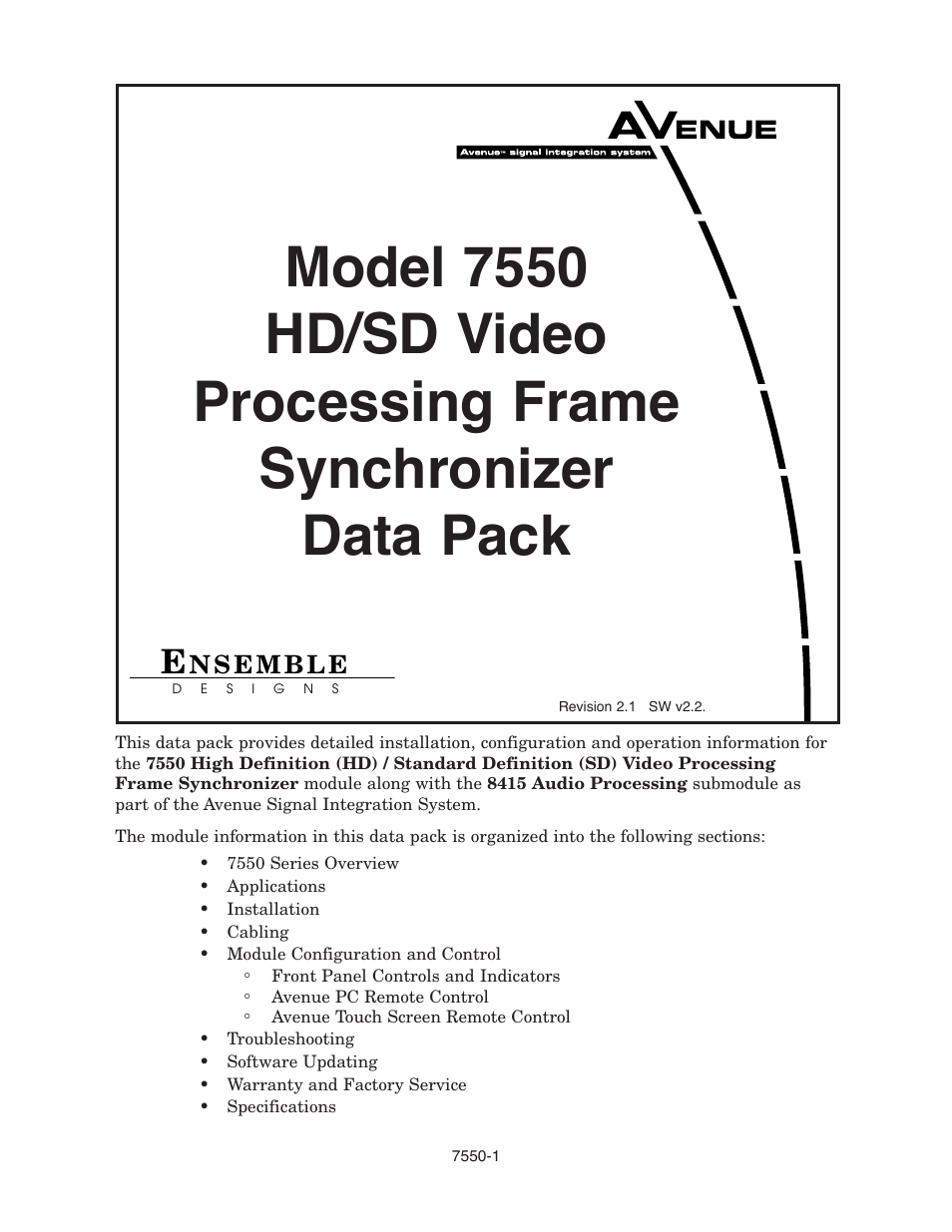 Ensemble Designs 7550 HD Legalizer User Manual | 42 pages
