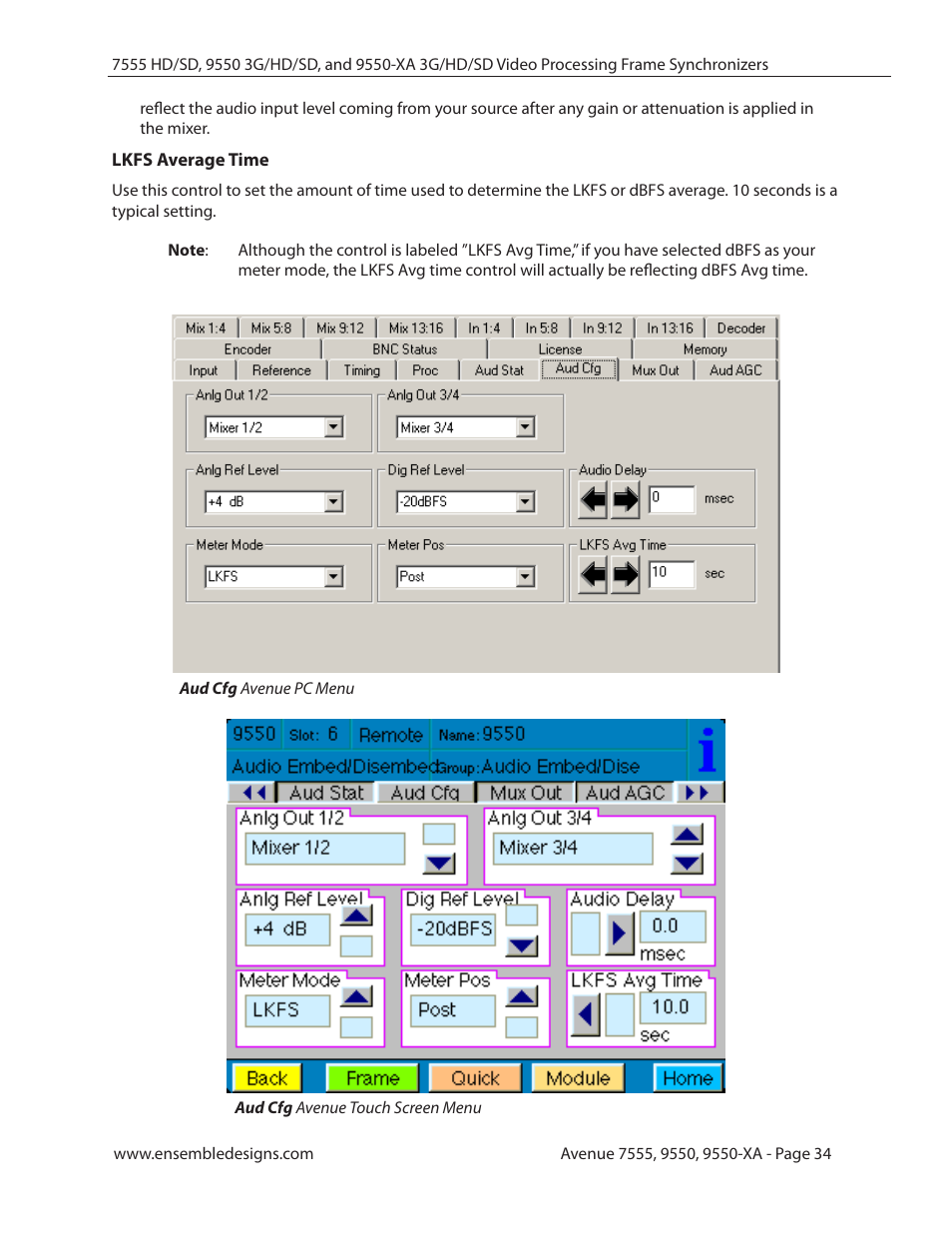 Lkfs average time | Ensemble Designs 7555 HD / SD Video Processing Frame Synchronizer User Manual | Page 34 / 70