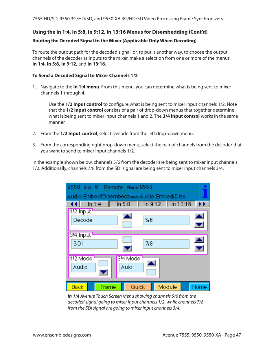Ensemble Designs 7555 HD / SD Video Processing Frame Synchronizer User Manual | Page 47 / 70