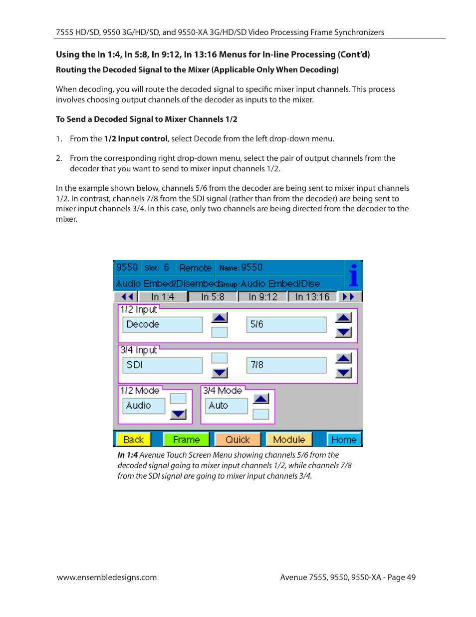 Ensemble Designs 7555 HD / SD Video Processing Frame Synchronizer User Manual | Page 49 / 70