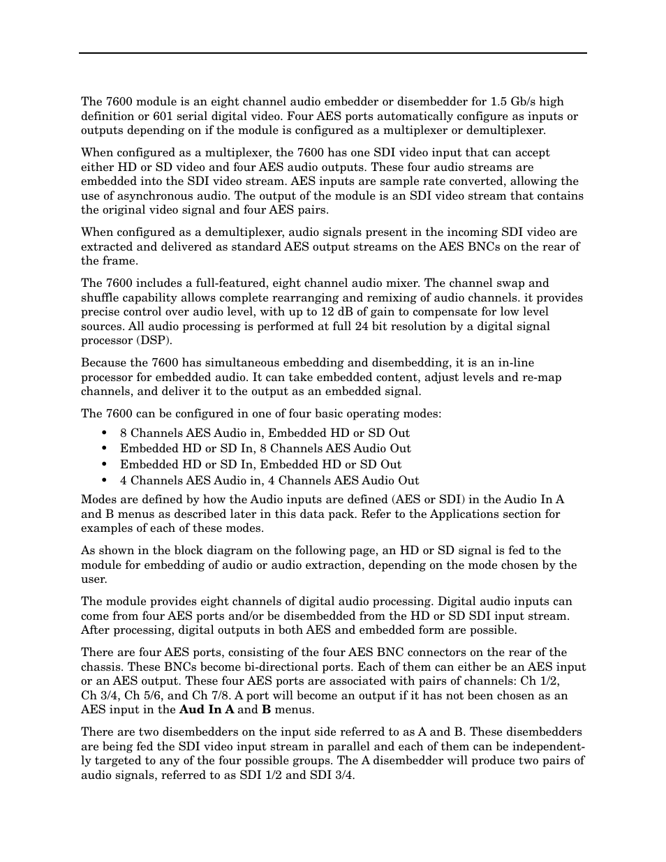 Ensemble Designs 7600 HD/SD Embedder/Disembedder User Manual | Page 2 / 30