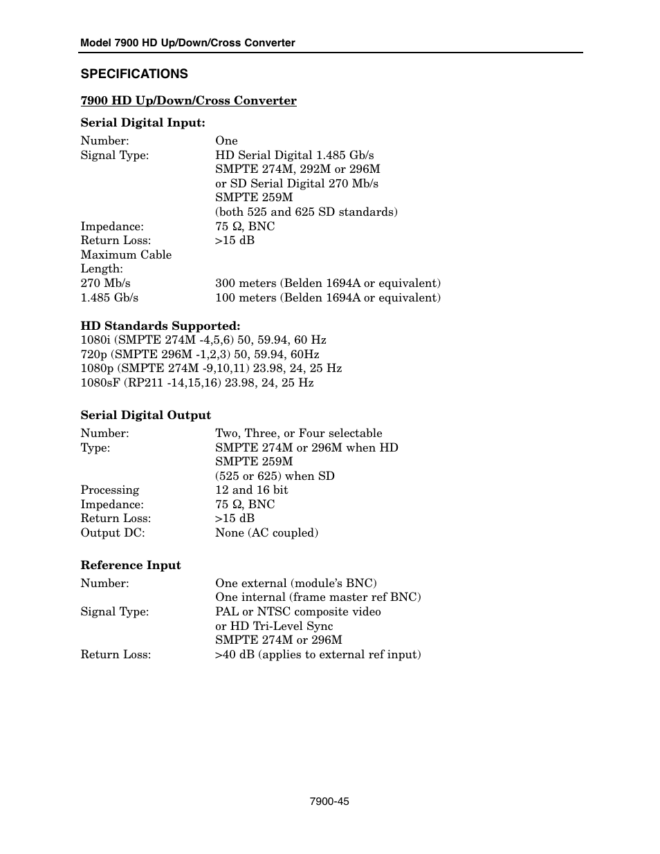 Ensemble Designs 7900 HD Up/Down/Cross Converter User Manual | Page 45 / 47