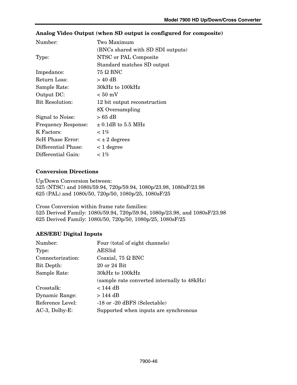 Ensemble Designs 7900 HD Up/Down/Cross Converter User Manual | Page 46 / 47