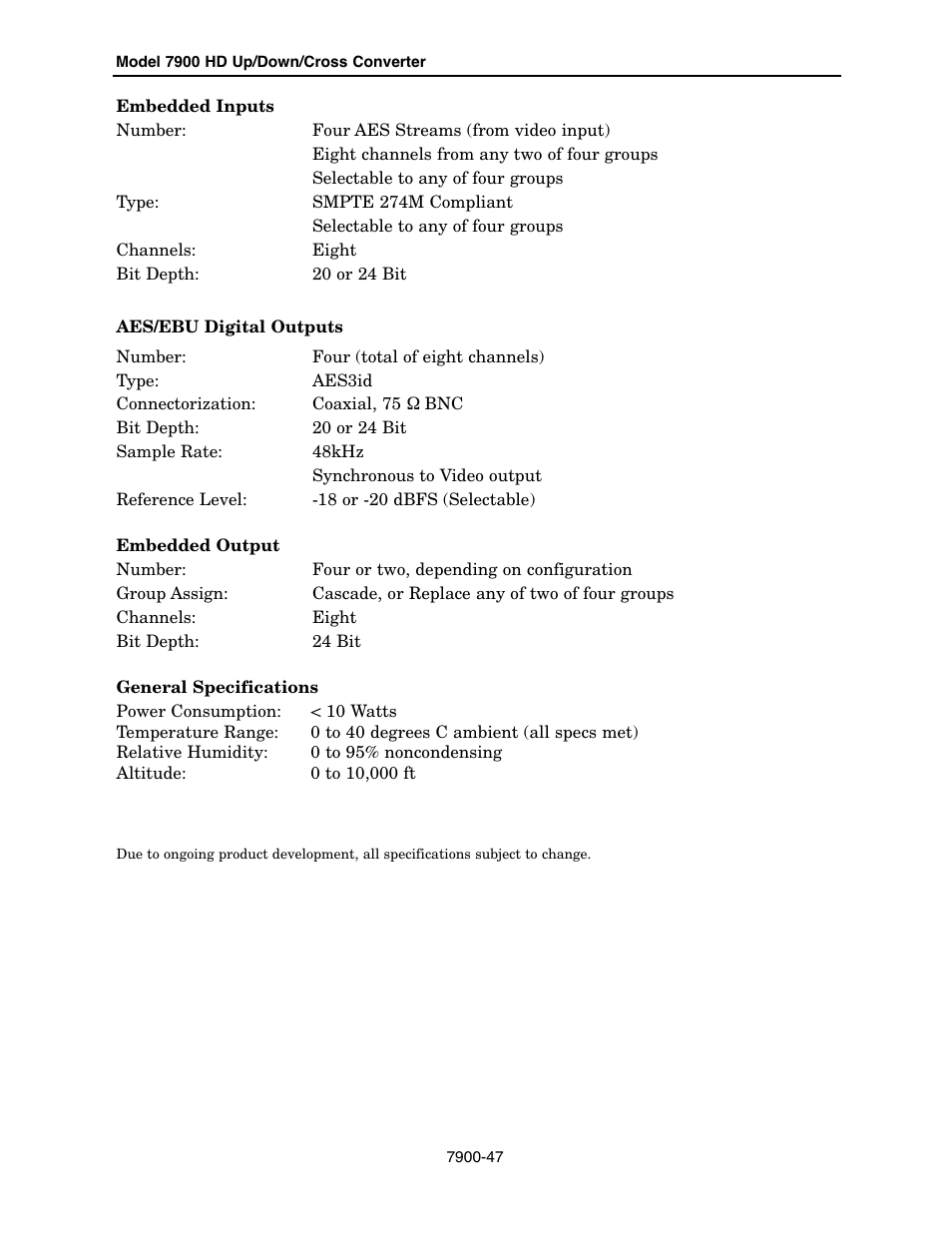 Ensemble Designs 7900 HD Up/Down/Cross Converter User Manual | Page 47 / 47