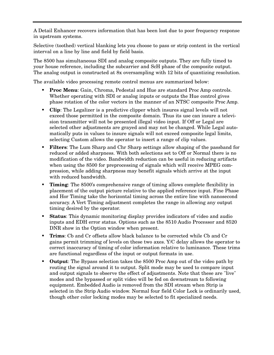 Ensemble Designs 8500 Composite / SD Legalizer and Video Processing Frame Sync User Manual | Page 15 / 76