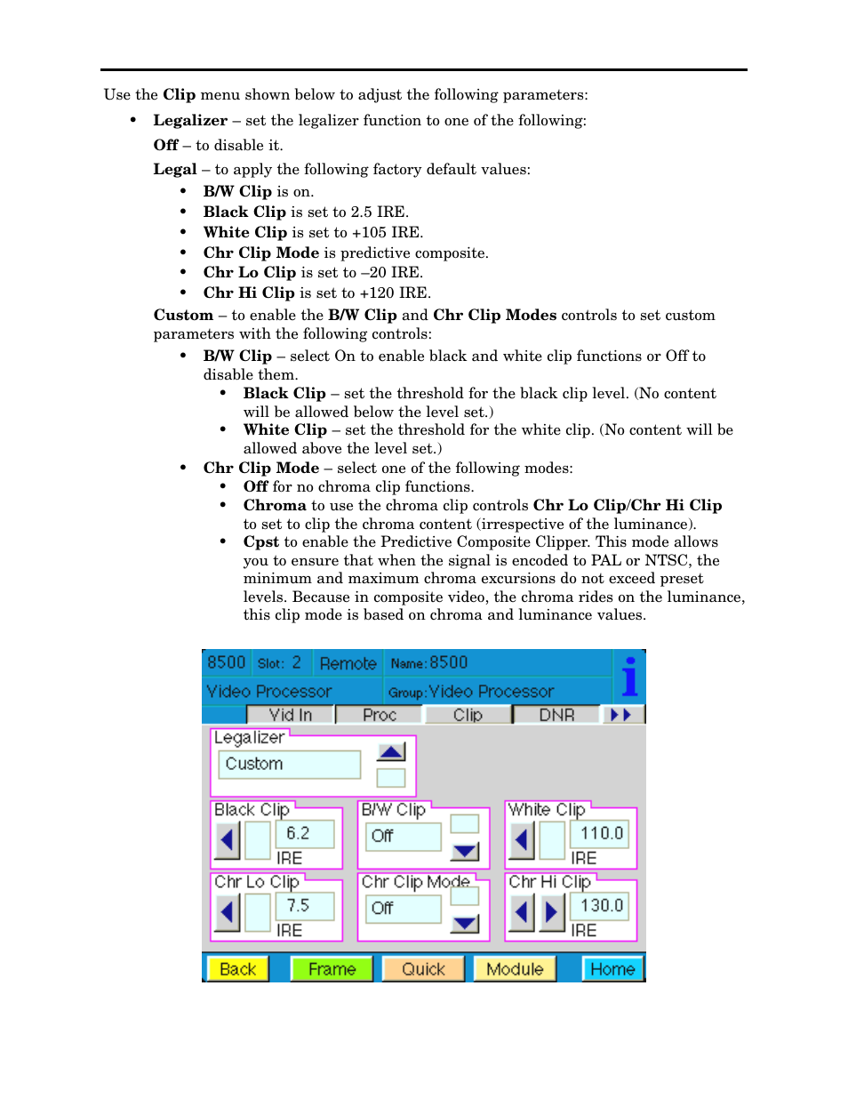 Ensemble Designs 8500 Composite / SD Legalizer and Video Processing Frame Sync User Manual | Page 49 / 76