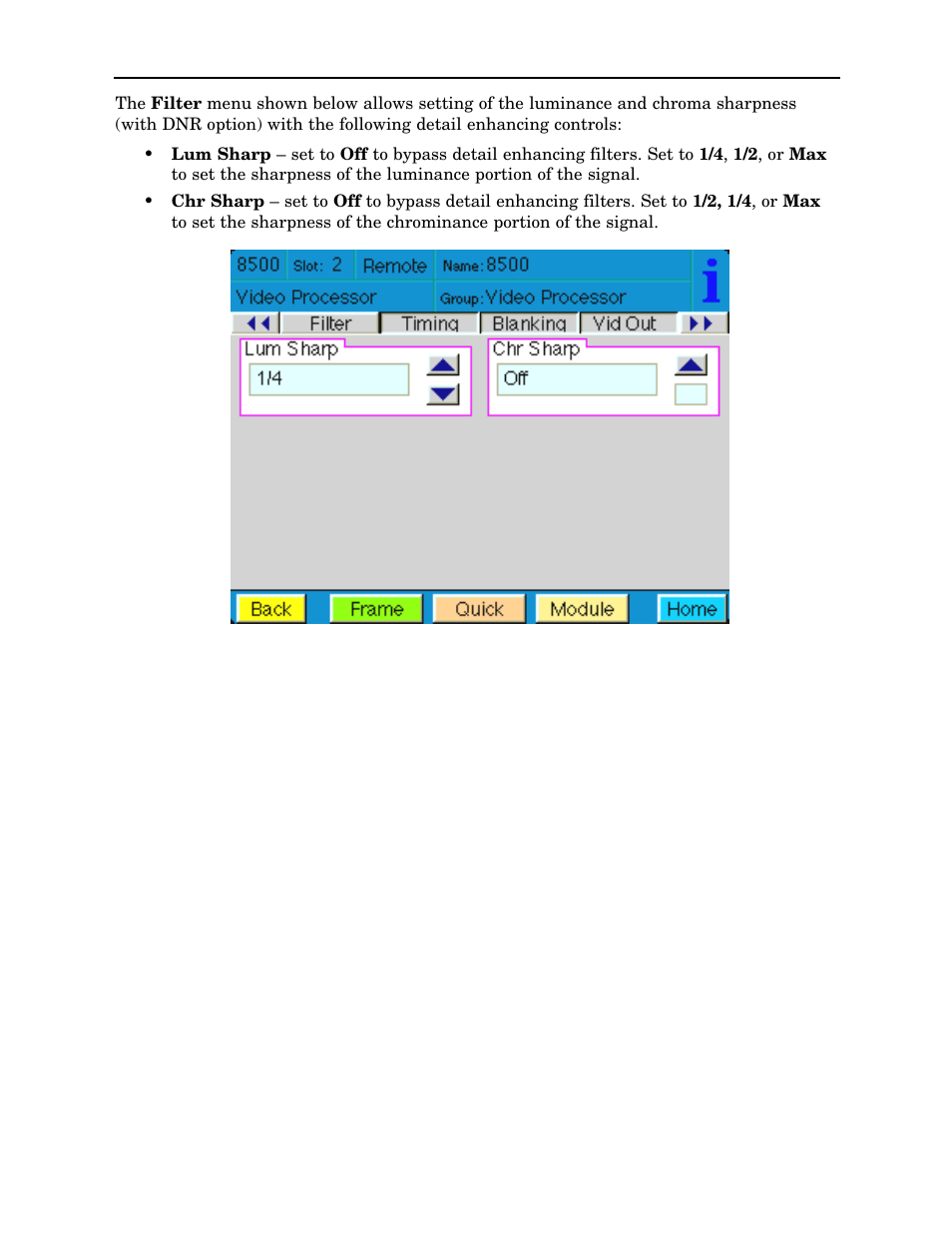 Ensemble Designs 8500 Composite / SD Legalizer and Video Processing Frame Sync User Manual | Page 62 / 76