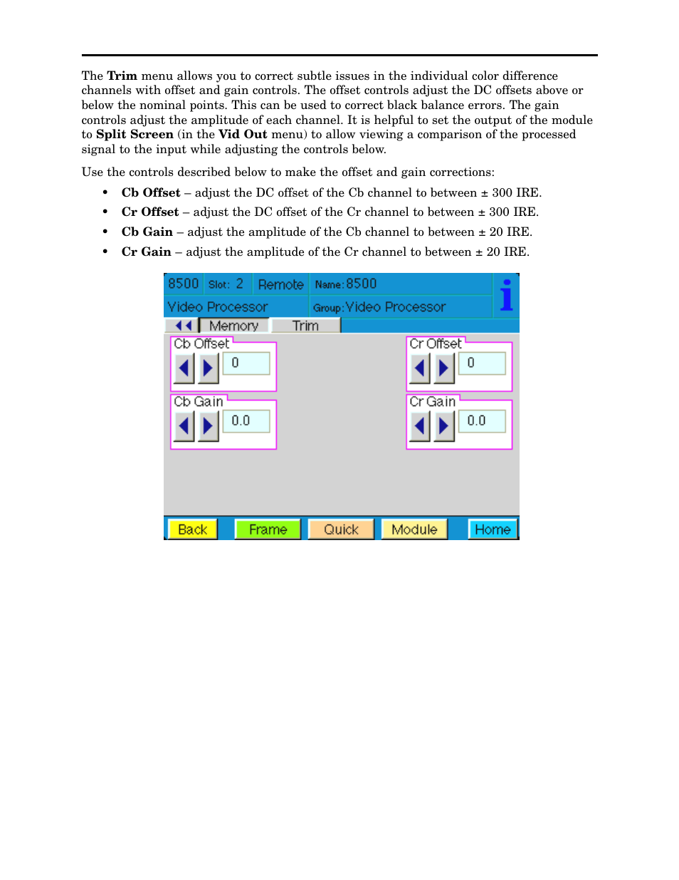 Ensemble Designs 8500 Composite / SD Legalizer and Video Processing Frame Sync User Manual | Page 67 / 76