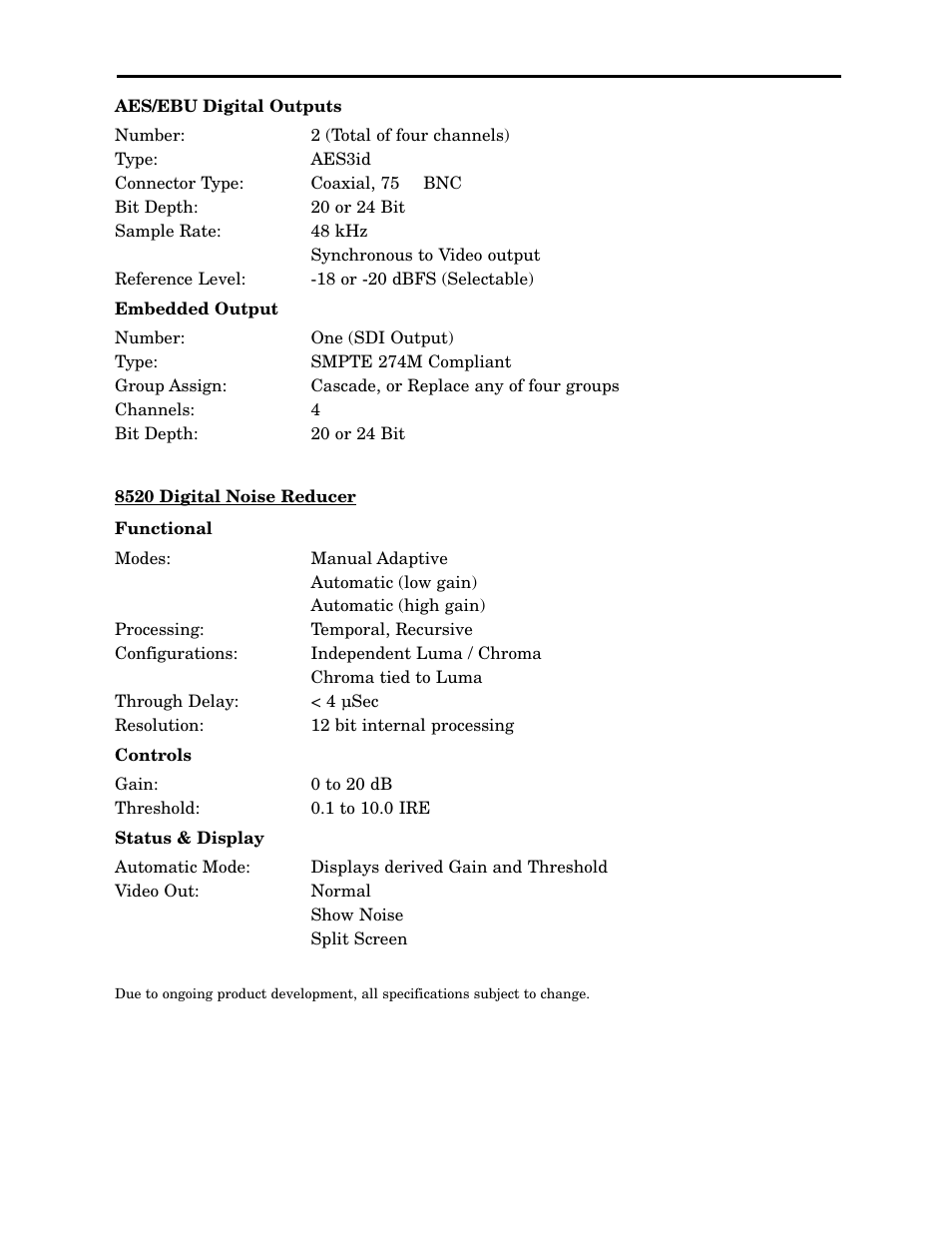 Ensemble Designs 8500 Composite / SD Legalizer and Video Processing Frame Sync User Manual | Page 75 / 76