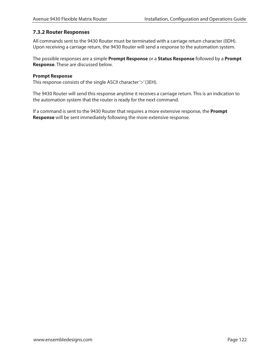 2 router responses | Ensemble Designs 9430 Flexible Matrix Router for 3G / HD / SD / ASI User Manual | Page 122 / 138