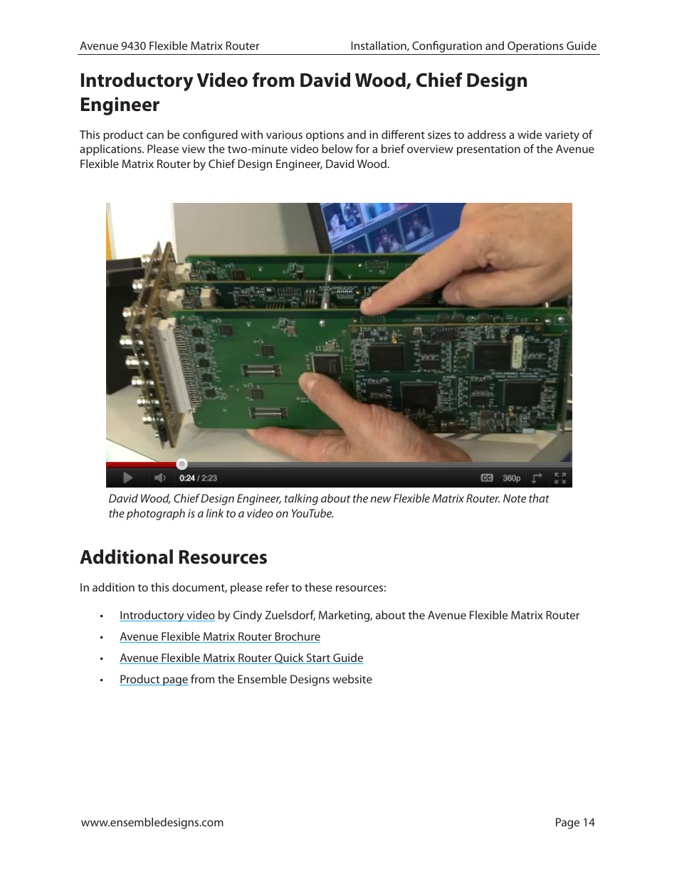 Additional resources | Ensemble Designs 9430 Flexible Matrix Router for 3G / HD / SD / ASI User Manual | Page 14 / 138