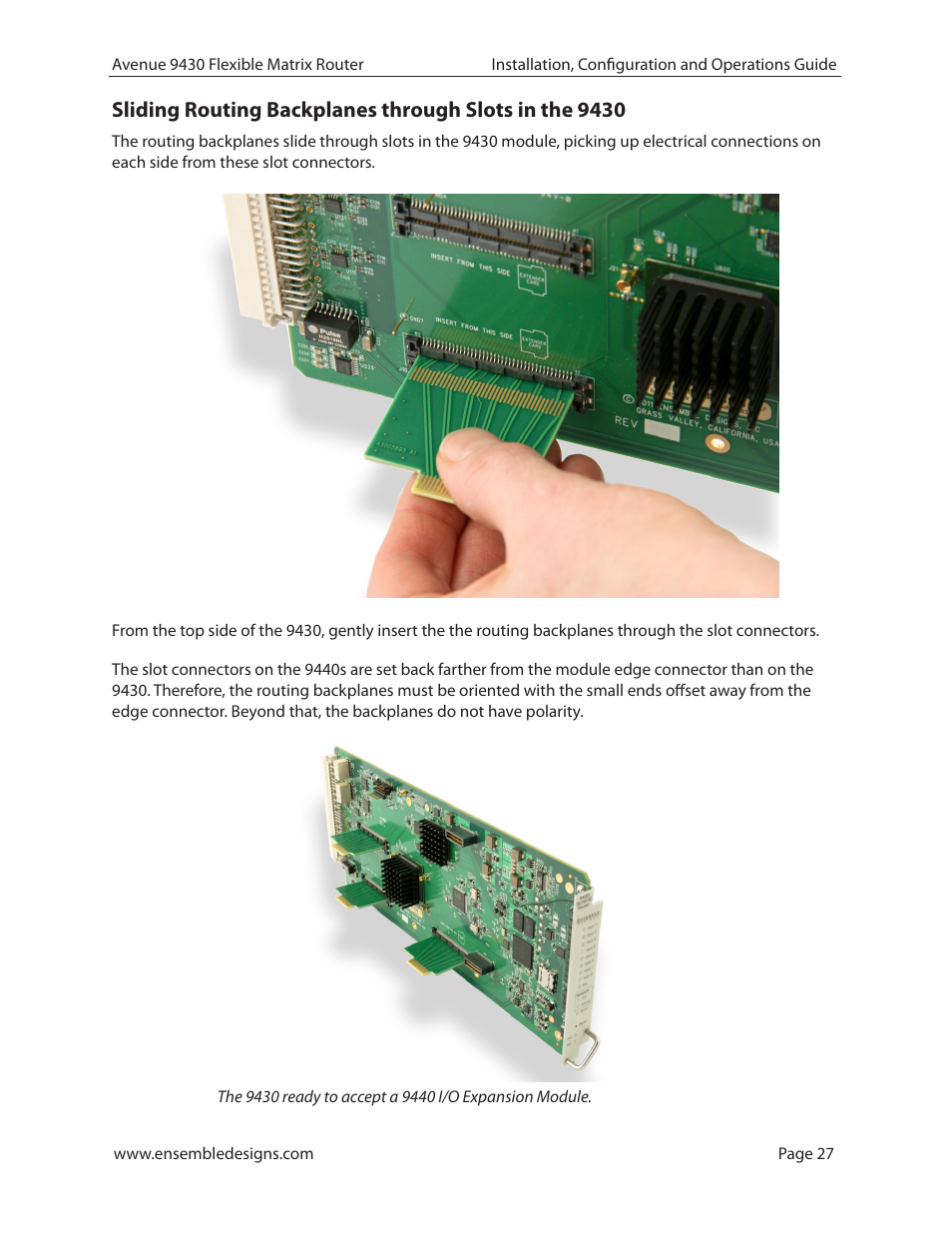 Ensemble Designs 9430 Flexible Matrix Router for 3G / HD / SD / ASI User Manual | Page 27 / 138