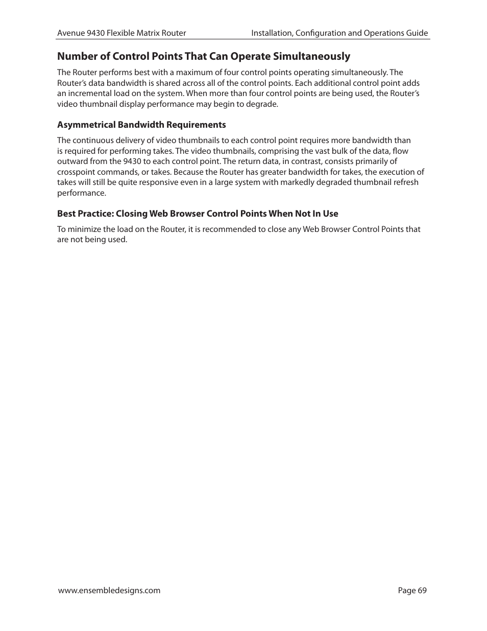 Asymmetrical bandwidth requirements | Ensemble Designs 9430 Flexible Matrix Router for 3G / HD / SD / ASI User Manual | Page 69 / 138