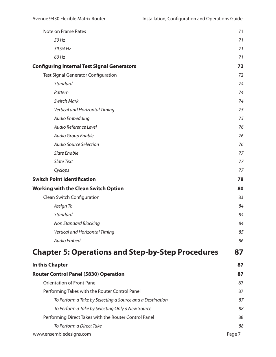 Ensemble Designs 9430 Flexible Matrix Router for 3G / HD / SD / ASI User Manual | Page 7 / 138