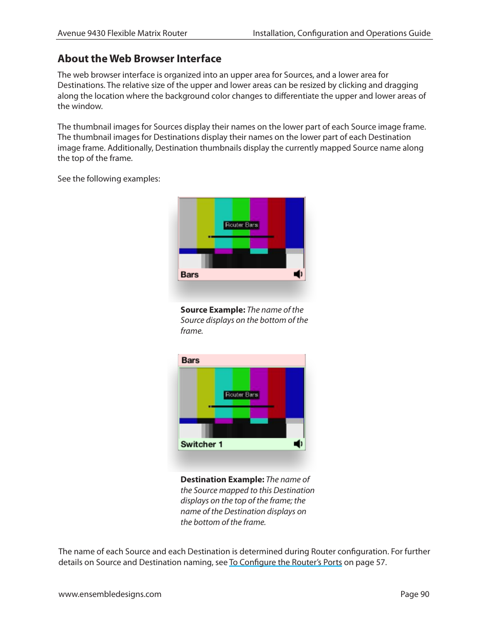 About the web browser interface | Ensemble Designs 9430 Flexible Matrix Router for 3G / HD / SD / ASI User Manual | Page 90 / 138