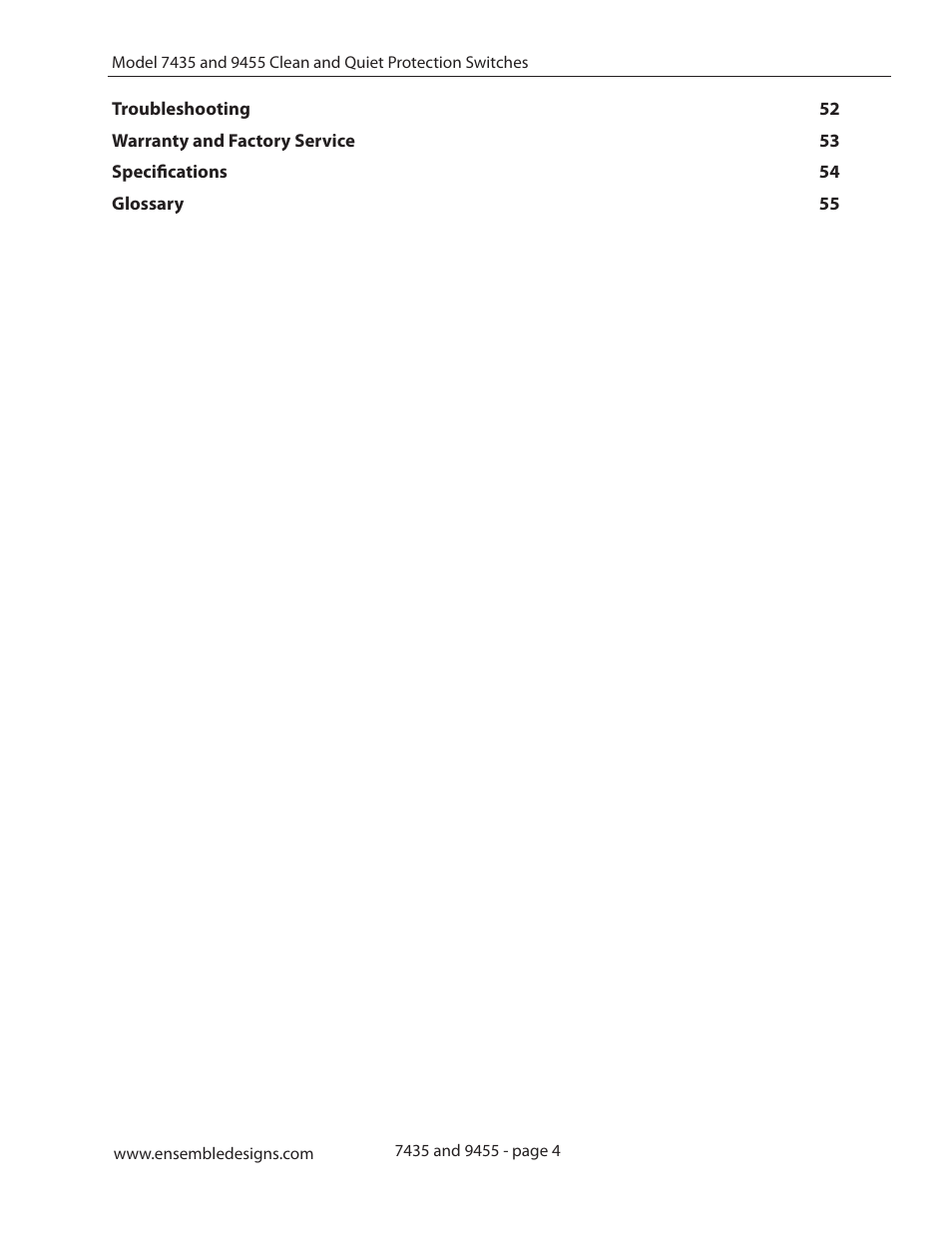 Ensemble Designs 9455 3G Clean and Quiet Protection Switch User Manual | Page 4 / 64