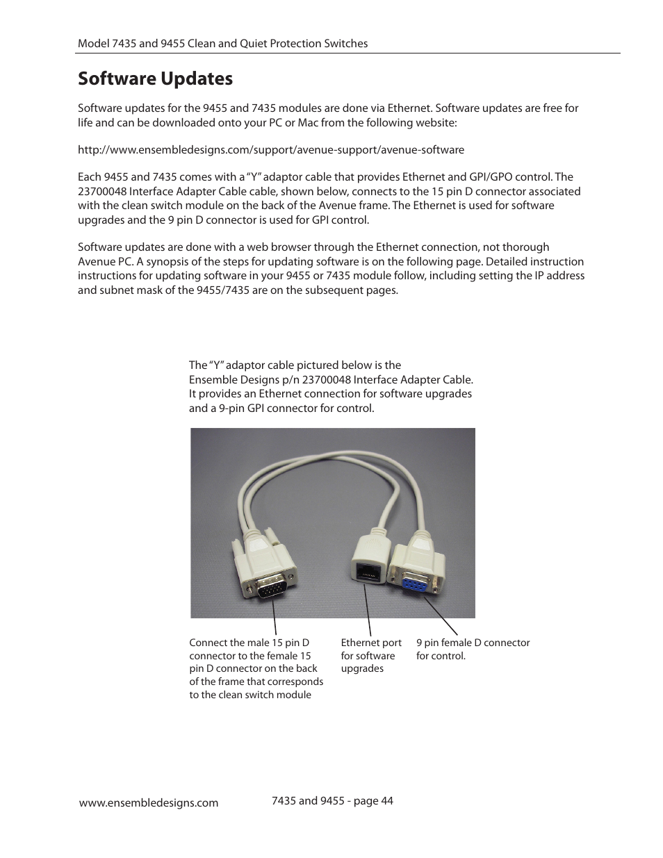 Software updates | Ensemble Designs 9455 3G Clean and Quiet Protection Switch User Manual | Page 44 / 64