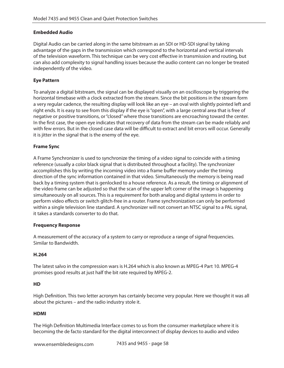 Ensemble Designs 9455 3G Clean and Quiet Protection Switch User Manual | Page 58 / 64