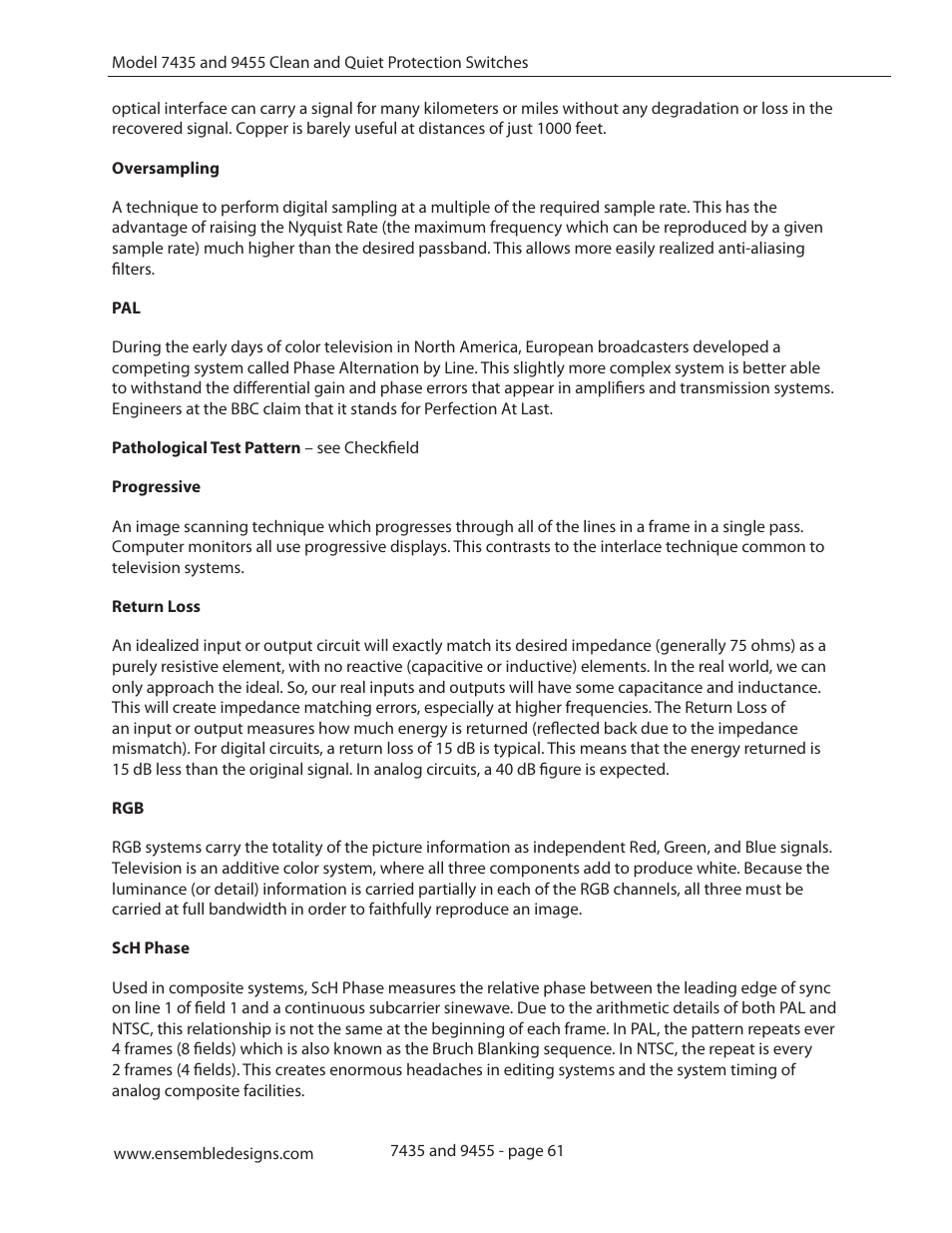 Ensemble Designs 9455 3G Clean and Quiet Protection Switch User Manual | Page 61 / 64