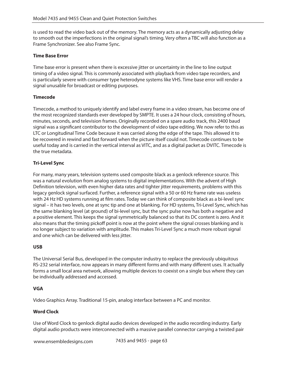 Ensemble Designs 9455 3G Clean and Quiet Protection Switch User Manual | Page 63 / 64