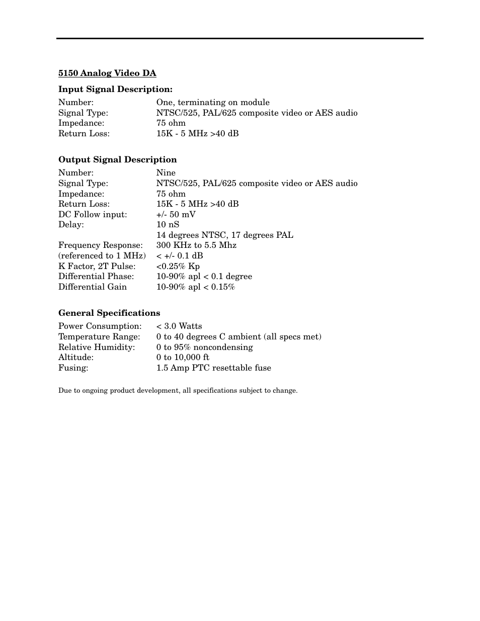 Ensemble Designs 5150 DA for Analog Video, AES and Tri-Level Sync User Manual | Page 12 / 12