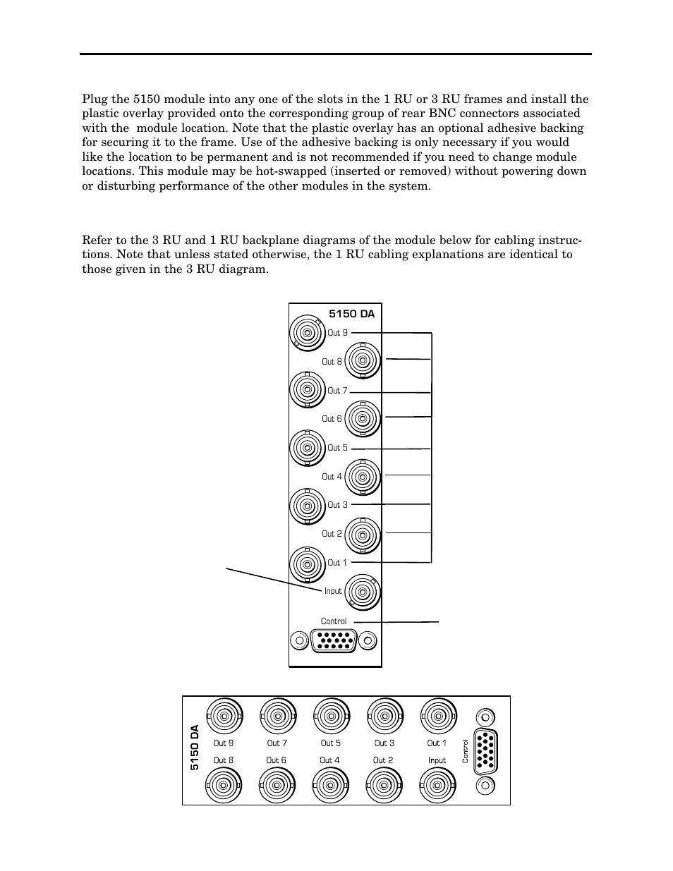 Installation, Cabling | Ensemble Designs 5150 DA for Analog Video, AES and Tri-Level Sync User Manual | Page 5 / 12