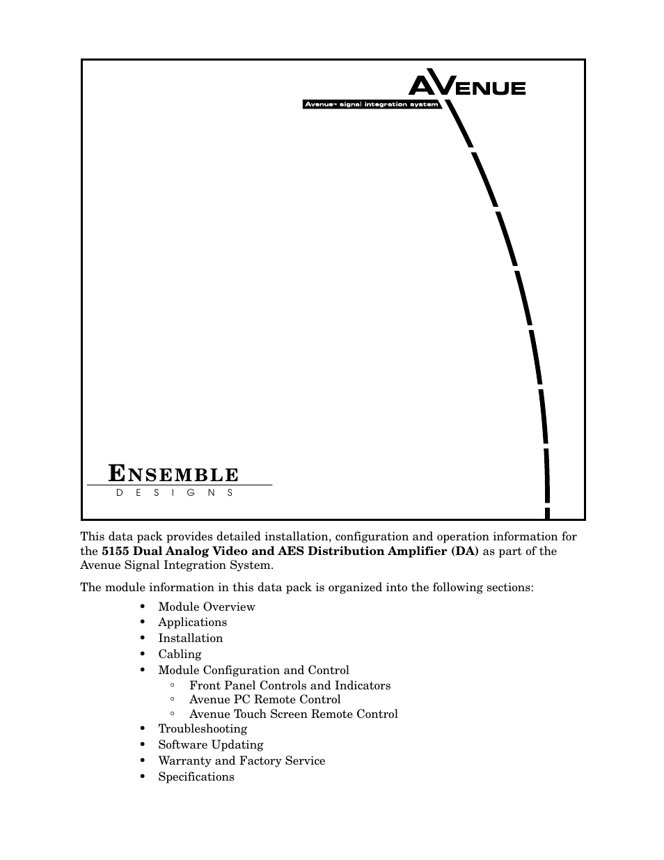 Ensemble Designs 5155 Dual Analog Video, TLS, AES DA User Manual | 12 pages