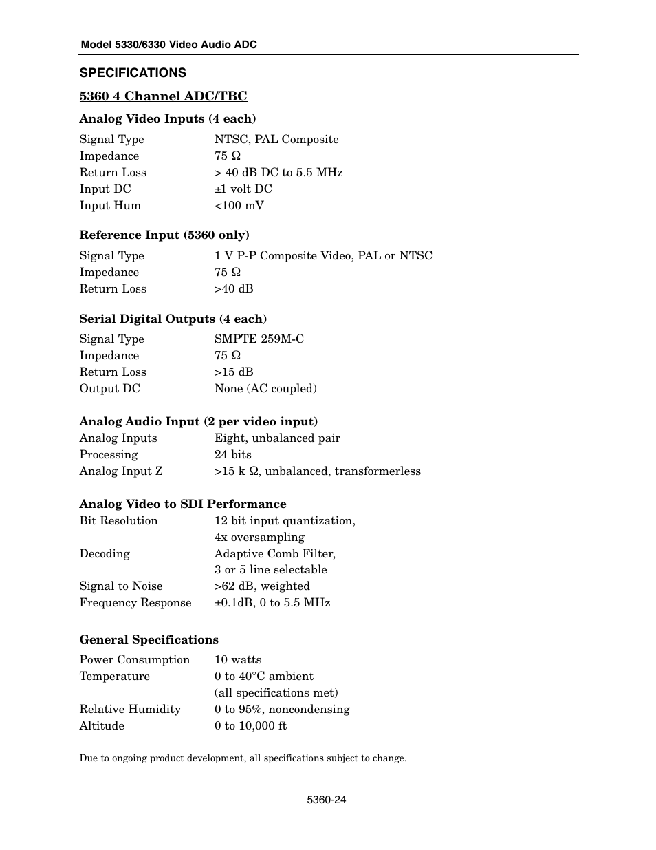 Ensemble Designs 5360 Four Channel Analog to Digital Video Converters and Embedders User Manual | Page 24 / 24