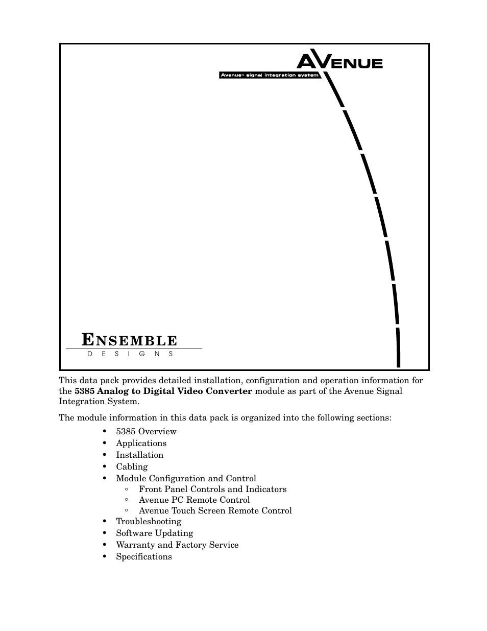 Ensemble Designs 5385 Analog Composite to Digital Converter User Manual | 16 pages