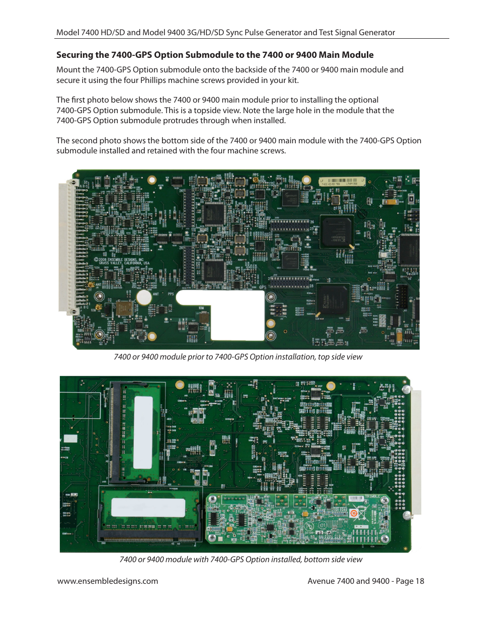 Ensemble Designs 9400 3G Test Signal and Sync Pulse Generator User Manual | Page 18 / 82