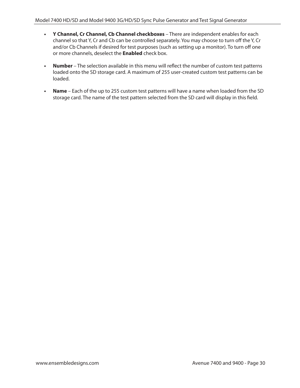 Ensemble Designs 9400 3G Test Signal and Sync Pulse Generator User Manual | Page 30 / 82