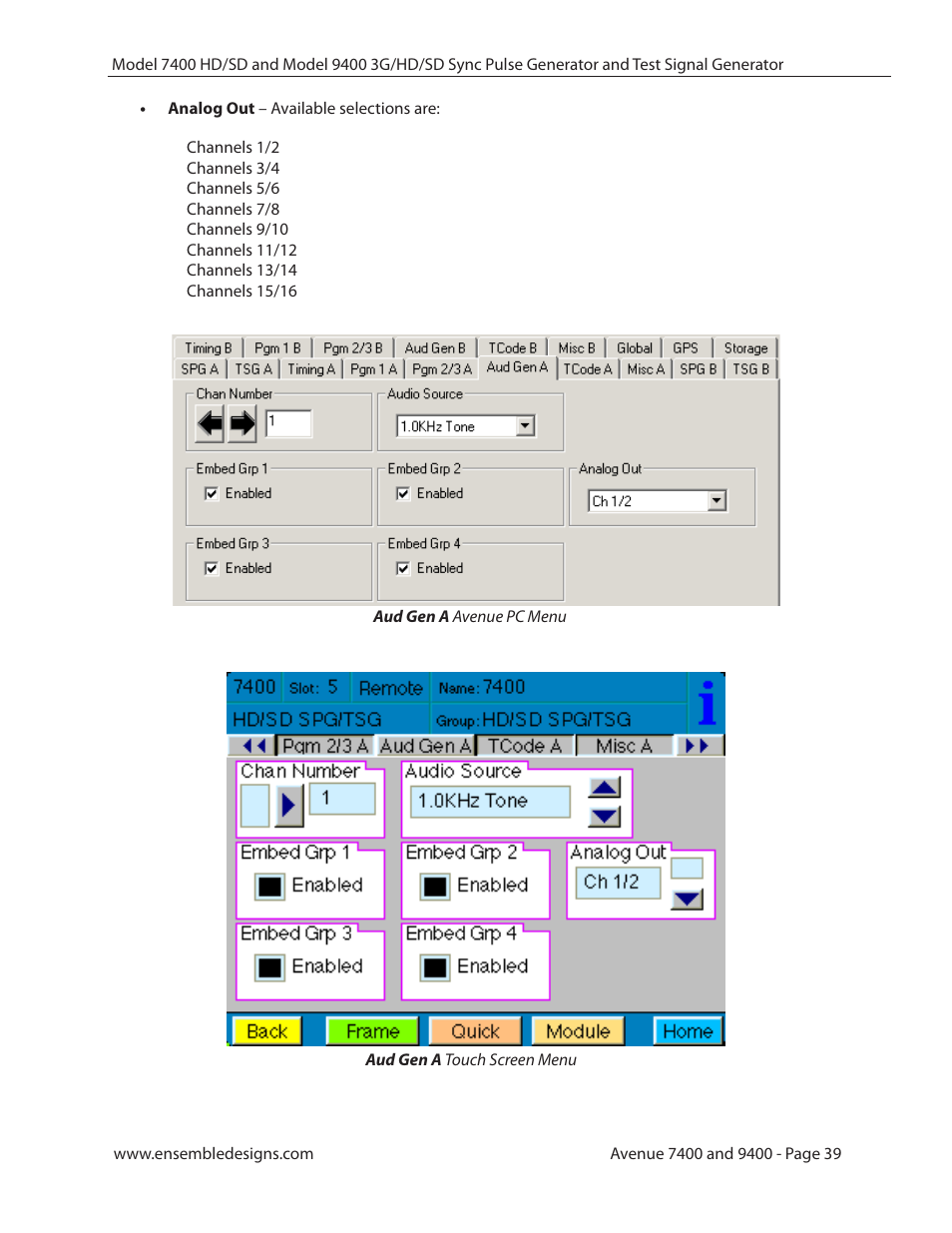 Ensemble Designs 9400 3G Test Signal and Sync Pulse Generator User Manual | Page 39 / 82