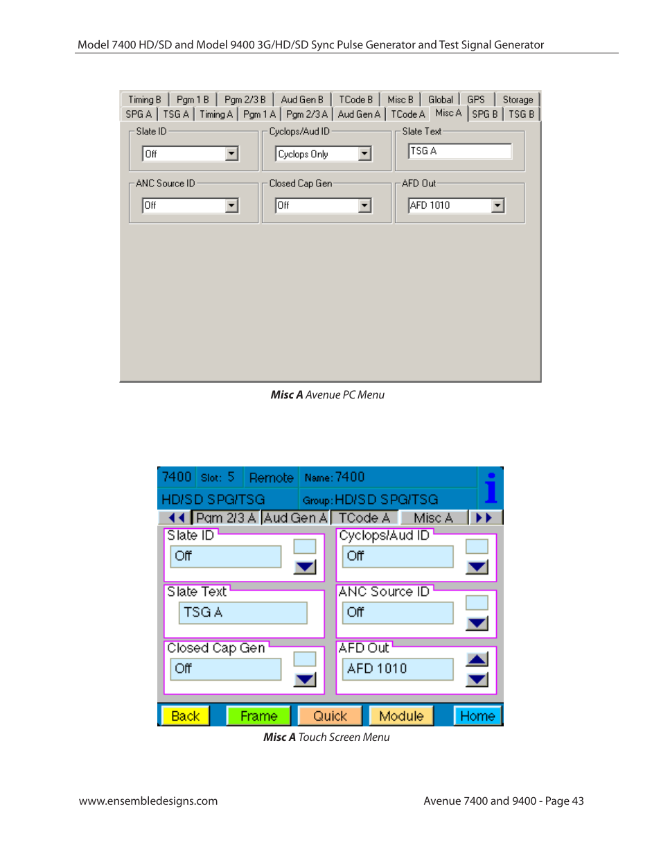 Ensemble Designs 9400 3G Test Signal and Sync Pulse Generator User Manual | Page 43 / 82