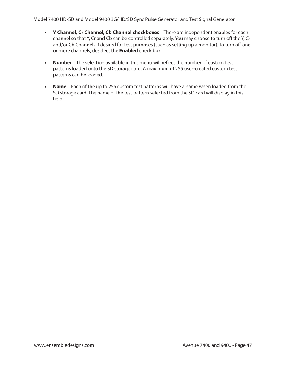 Ensemble Designs 9400 3G Test Signal and Sync Pulse Generator User Manual | Page 47 / 82