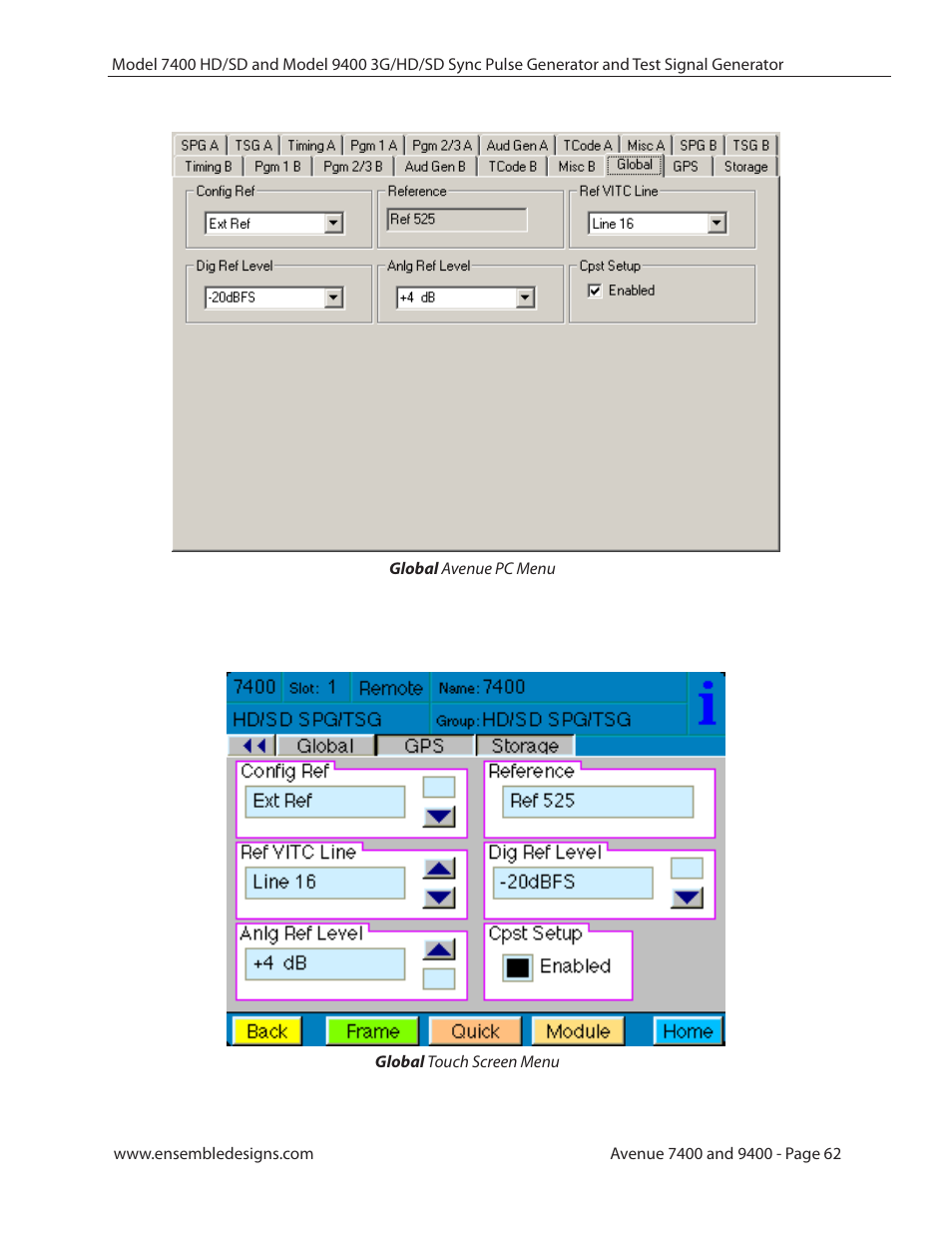 Ensemble Designs 9400 3G Test Signal and Sync Pulse Generator User Manual | Page 62 / 82