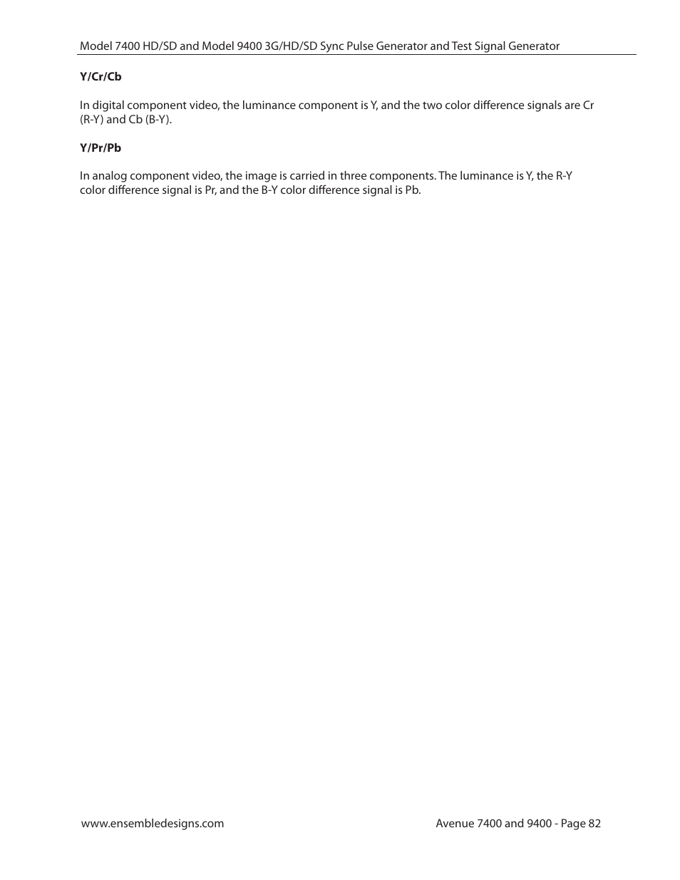 Ensemble Designs 9400 3G Test Signal and Sync Pulse Generator User Manual | Page 82 / 82