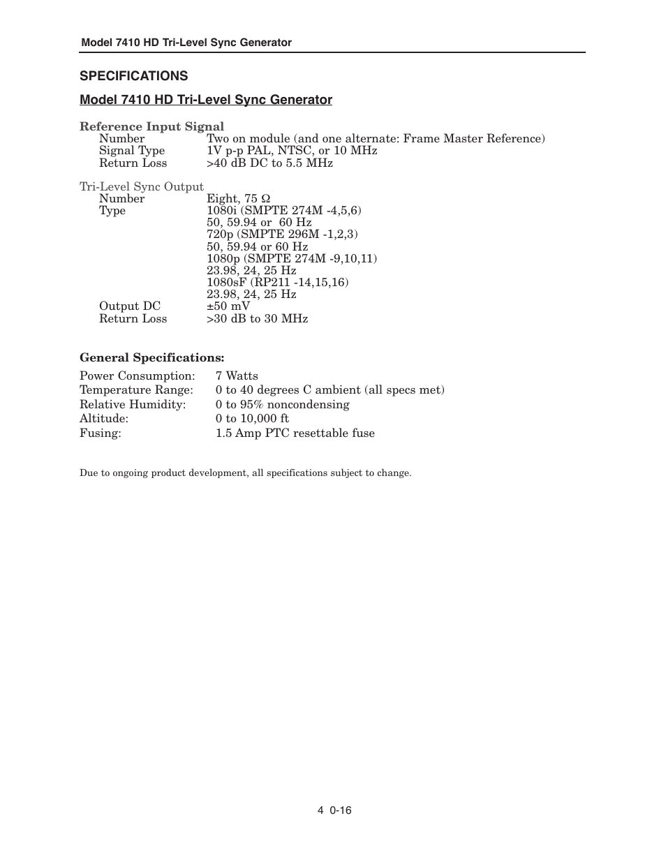 Ensemble Designs 7410 Quad HD Tri-Level Sync Generator User Manual | Page 16 / 16