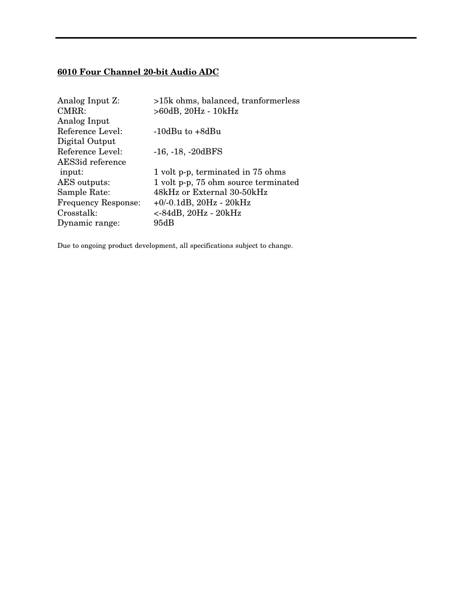 Ensemble Designs 6010 Four Channel 24-bit Audio ADC User Manual | Page 19 / 19