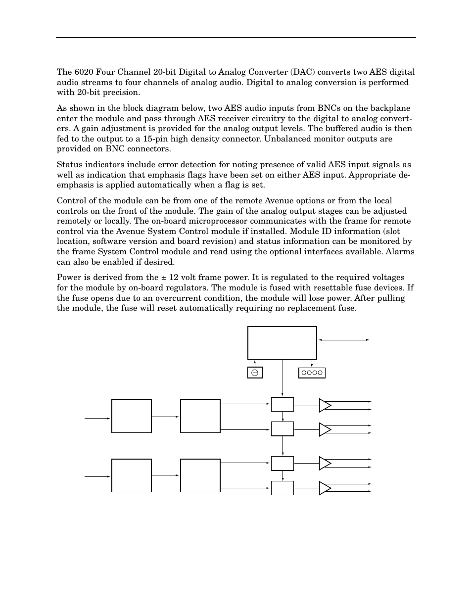 Module overview | Ensemble Designs 6020 Four Channel 24-bit Audio DAC User Manual | Page 2 / 26