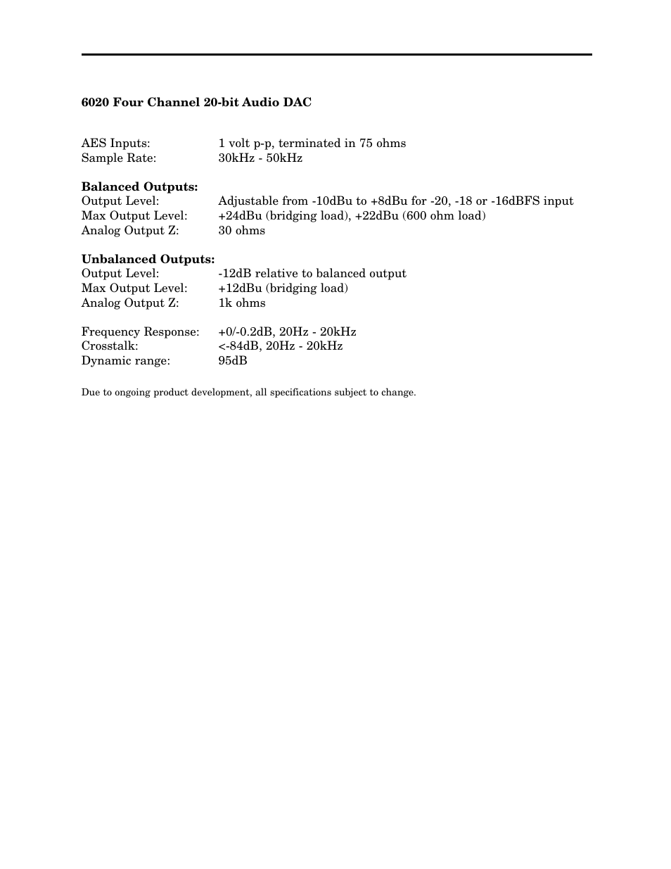 Ensemble Designs 6020 Four Channel 24-bit Audio DAC User Manual | Page 26 / 26