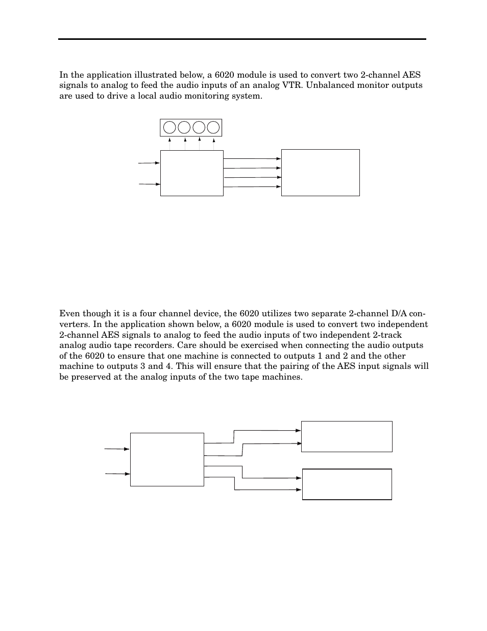 Applications, 6020 feeding an analog vtr | Ensemble Designs 6020 Four Channel 24-bit Audio DAC User Manual | Page 3 / 26