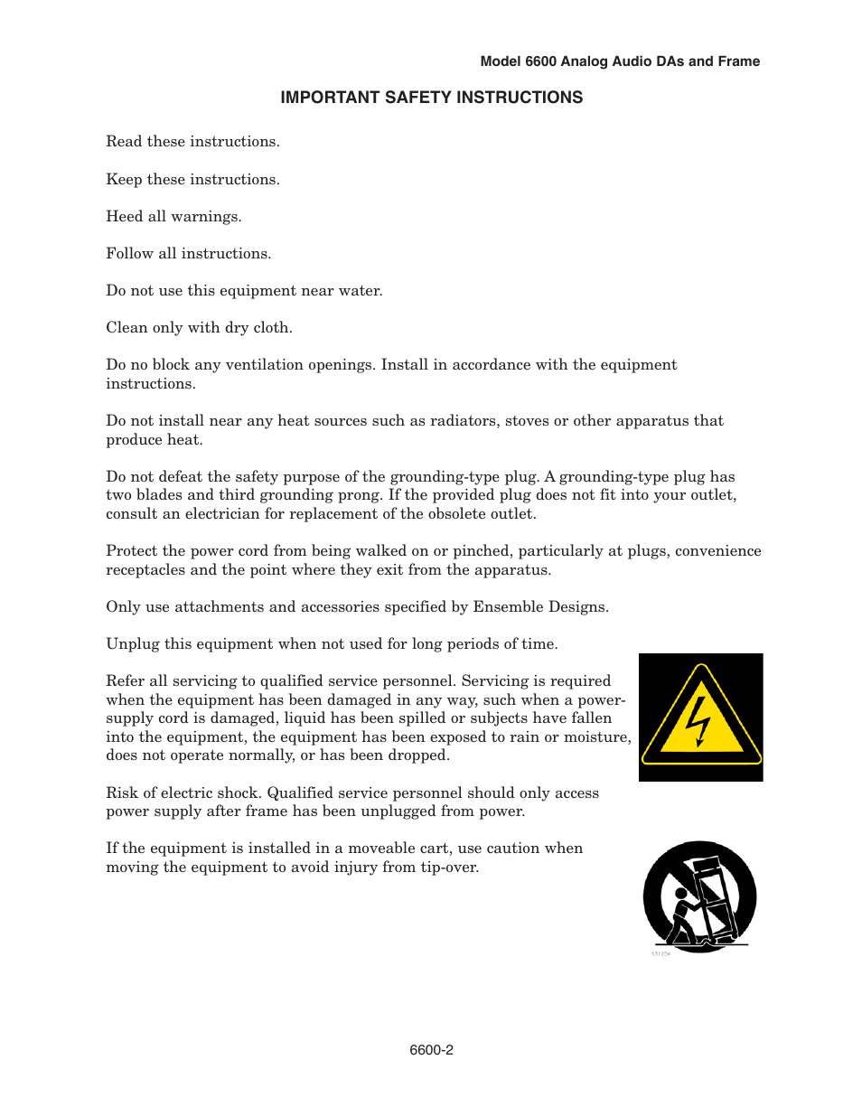 Ensemble Designs 6600 Series Analog Audio DAs and Frame Models 6601, 6601R and Frame 6600 User Manual | Page 2 / 16