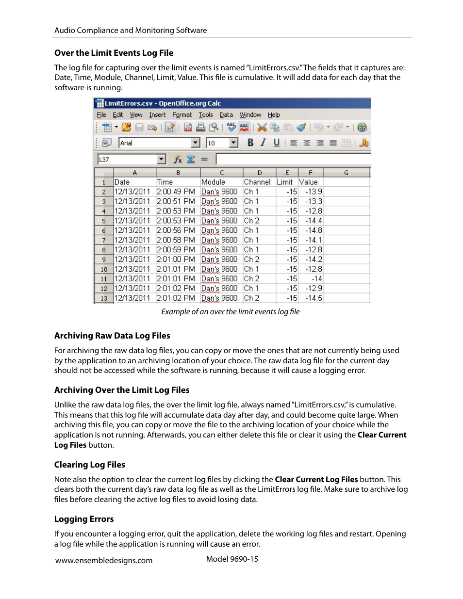 Ensemble Designs 9670 Audio Automatic Gain and Loudness Control and 9690 Audio Compliance and Monitoring Software User Manual | Page 15 / 18