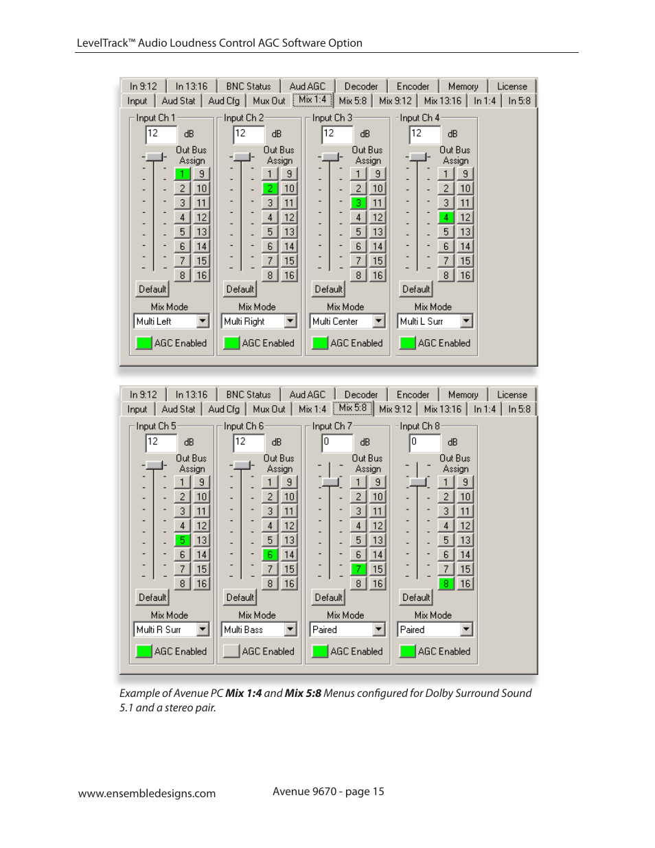 Ensemble Designs 9670 Audio Automatic Gain and Loudness Control and 9690 Audio Compliance and Monitoring Software User Manual | Page 15 / 32