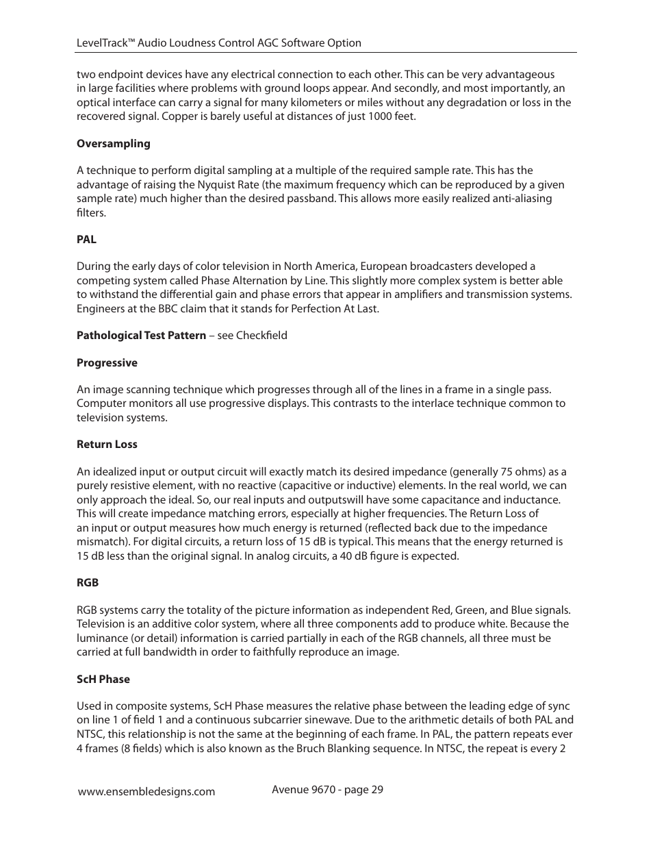 Ensemble Designs 9670 Audio Automatic Gain and Loudness Control and 9690 Audio Compliance and Monitoring Software User Manual | Page 29 / 32