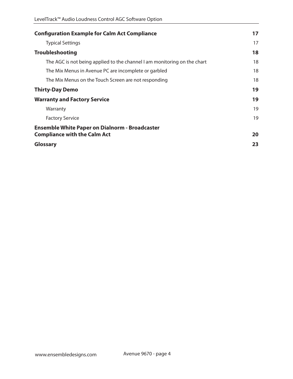 Ensemble Designs 9670 Audio Automatic Gain and Loudness Control and 9690 Audio Compliance and Monitoring Software User Manual | Page 4 / 32